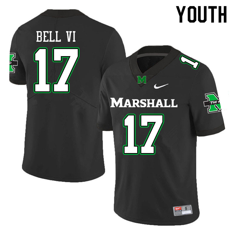 Youth #17 Charles Bell VI Marshall Thundering Herd College Football Jerseys Sale-Black - Click Image to Close